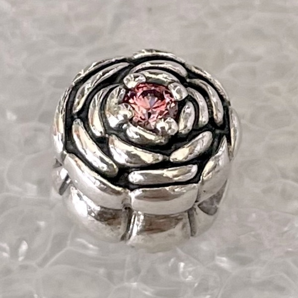 AUTHENTIC RETIRED PANDORA BLOOMING ROSE PINK CZ CHARM 790575PCZ